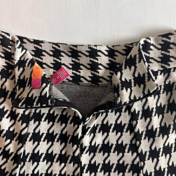 Y2K Skirt Size Small White Black Houndstooth Fit & Flare Catch My I Academia - Picture 8 of 9